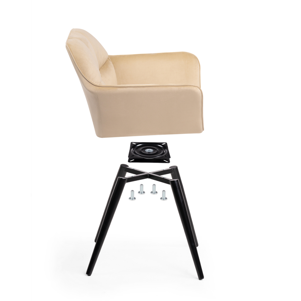 Стул на металлокаркасе Woodville Ямес крутящееся бежевый, черный глянец