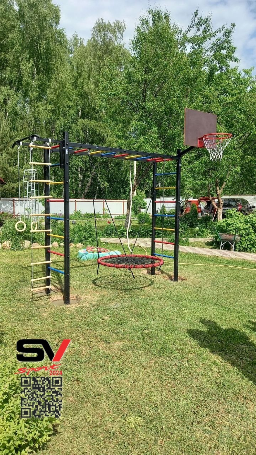 Монтаж уличной шведской стенки Sv Sport Рукоход (4 вертикальных столба)