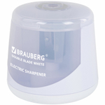Точилка электрическая BRAUBERG DOUBLE BLADE WHITE двойное лезвие питание от 2 батареек (2 штуки в упаковке)