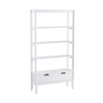 Стеллаж «Бридж» сквозной широкий с 1 ящиком белый лак