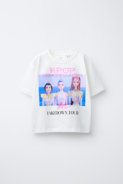 ZARA ФУТБОЛКА С ПРИНТОМ KPOP DEMON HUNTERS™ NETFLIX ©, БЕЛЫЙ