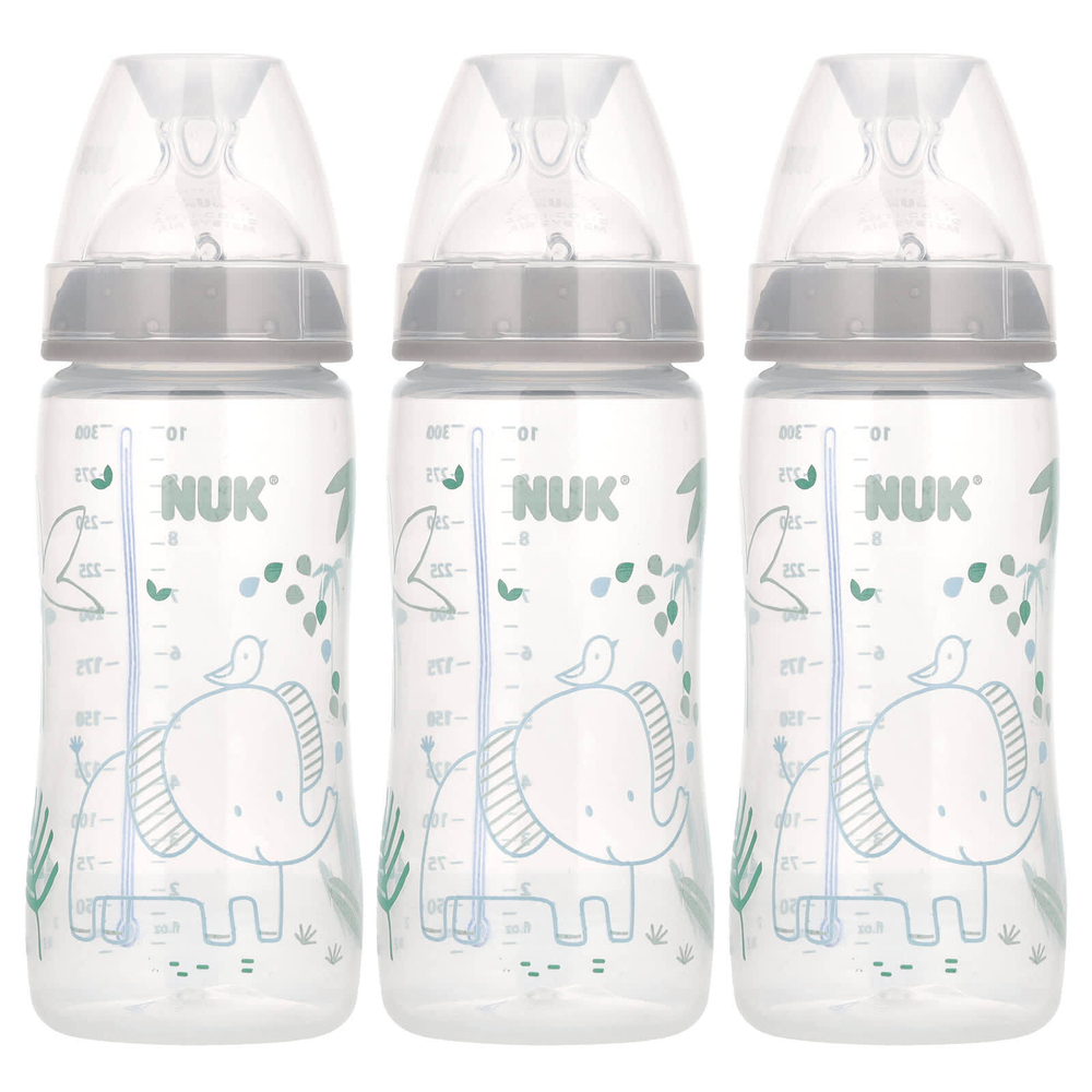 NUK, Smooth Flow, антиколиковый флакон, для детей от 0 месяцев, 3 флакона по 300 мл (10 унций)