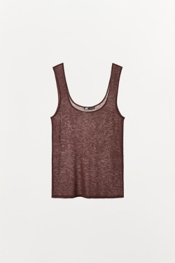 ZARA ТОП ИЗ 100% ШЕРСТИ, КОРИЧНЕВЫЙ