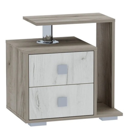 Тумба с 2-мя ящиками Ольга-17 дуб кафт серый/дуб крафт белый
