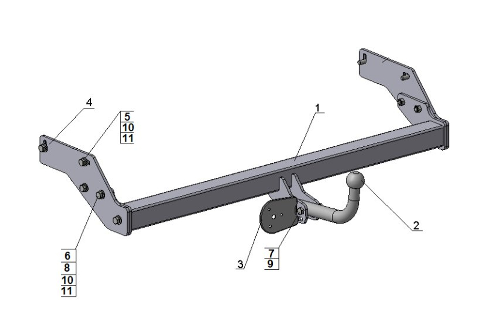 Фаркоп на Great Wall Sailor c 2005-2010 Шар фланцевый тип F, GW 04