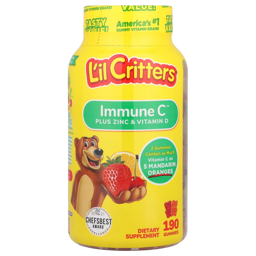L'il Critters, Immune C с цинком и витамином D, 190 жевательных мармеладок