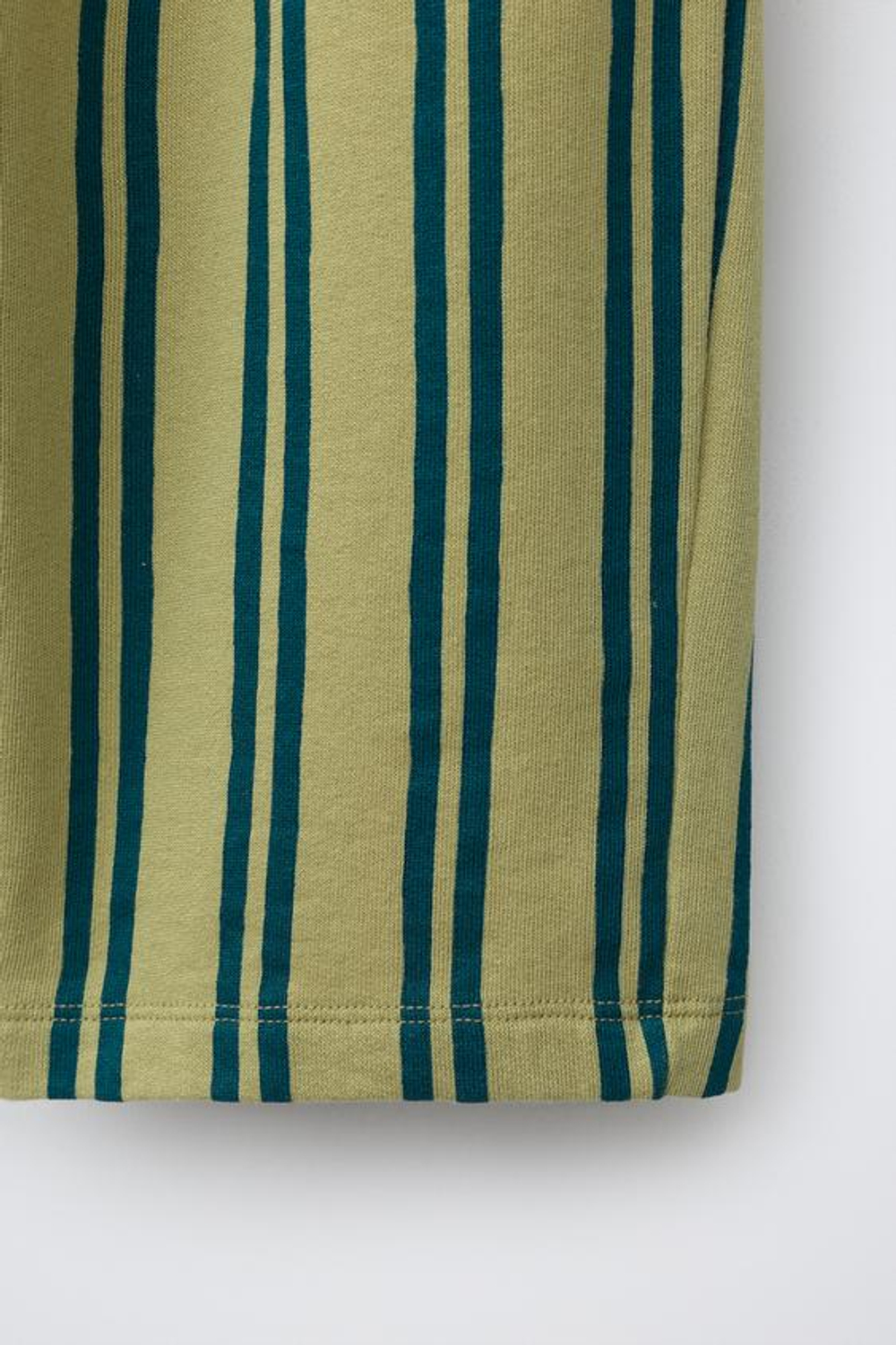 ZARA БРЮКИ WIDE LEG ИЗ ФУТЕРА В ПОЛОСКУ, ЗЕЛЕНЫЙ