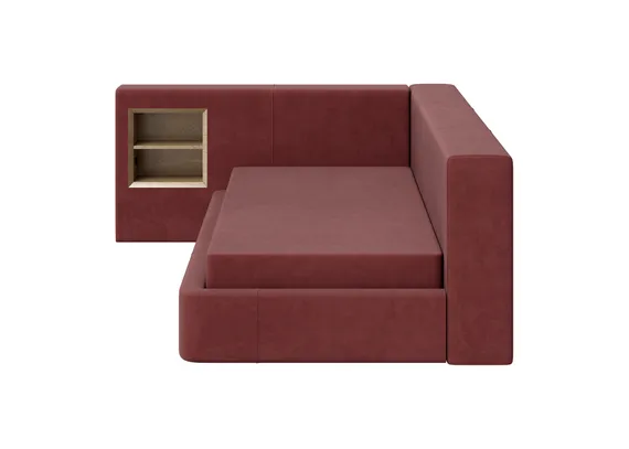 Диван-кровать Cube c нишей M (бордовый FiberGuardе)