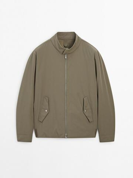 Massimo Dutti Легкая куртка с застежкой-молнией, серо-зеленый
