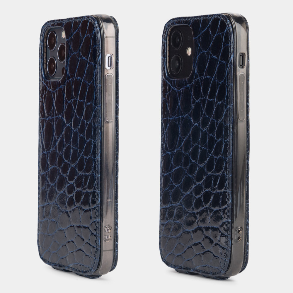 Special order: Чехол для iPhone 12/12Pro из кожи аллигатора, синего цвета