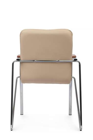 Стул Самба с деревянными подлокотниками SMB-02H Хром гальв. Бежевый