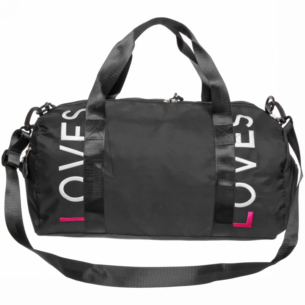 Сумка спортивная «Sport Loves», водонепроницаемый отдел + 2 кармана+отдел под обувь, цвет черный, 42*24*18 см