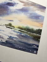 Картина авторская акварельная в паспарту 30х40 см на стену для интерьера "Отражающая свет..."