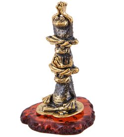 Народные промыслы AM-3694 Фигурка «Лягушки Буддисты» (латунь, янтарь)