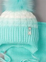Шапка зимняя вязаная с помпоном и снуд для девочки