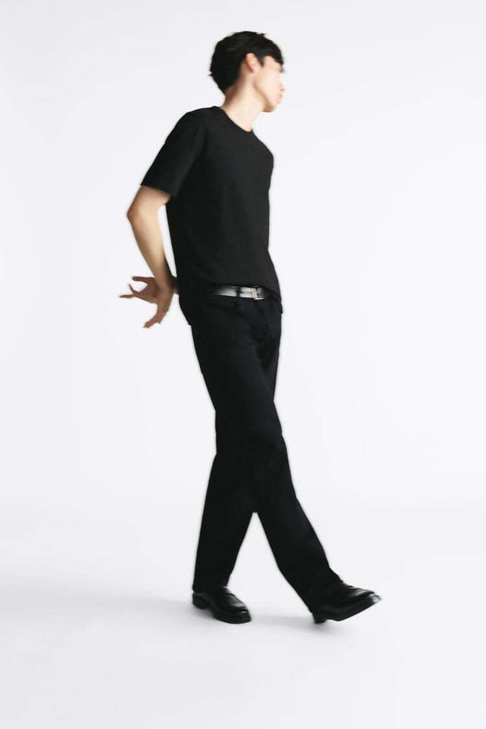 ZARA ХЛОПКОВАЯ ФУТБОЛКА С КОРОТКИМИ РУКАВАМИ, ЧЕРНЫЙ