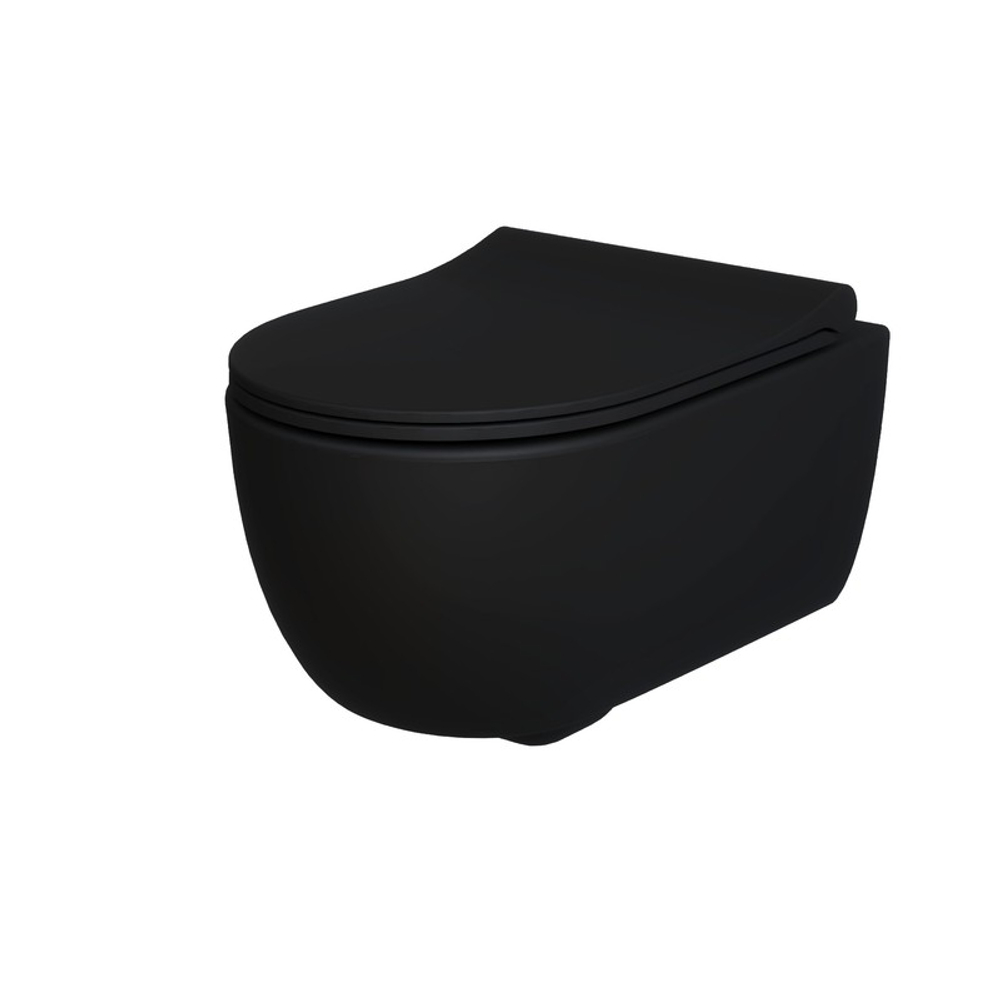 Унитаз Abner 103T20201R (545*360*330) МАТОВЫЙ ЧЕРНЫЙ подвесной БЕЗОБОДКОВЫЙ, 1 место
