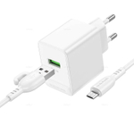 Сетевой адаптер питания BOROFONE BAS12A QC 3.0 + кабель Type-C (белый)