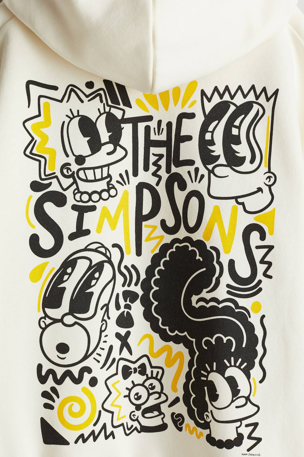 H&M Толстовка с капюшоном и принтом, белый