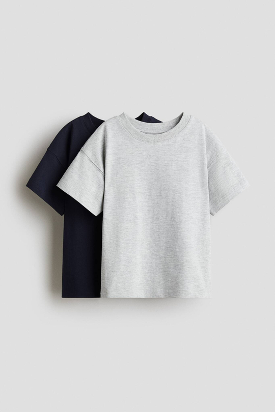 H&M Набор из 2 футболок из хлопка, темно-синий