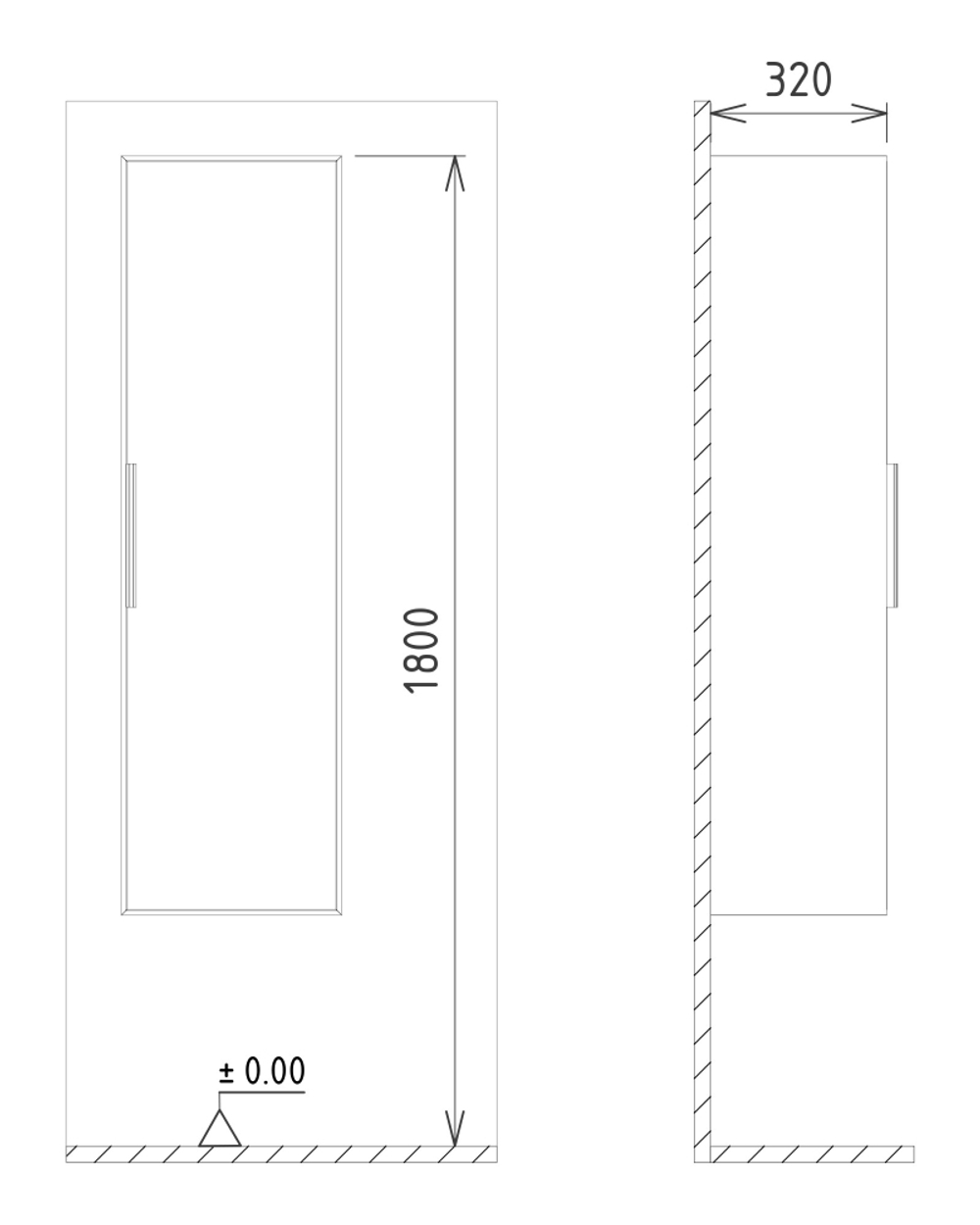 Пенал ORKA Malta 40 антрацит матовый, универсальный