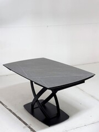 Стол FOGGIA 140 KL-136 Серый мрамор матовый, итальянская керамика/ черный каркас, ®DISAUR