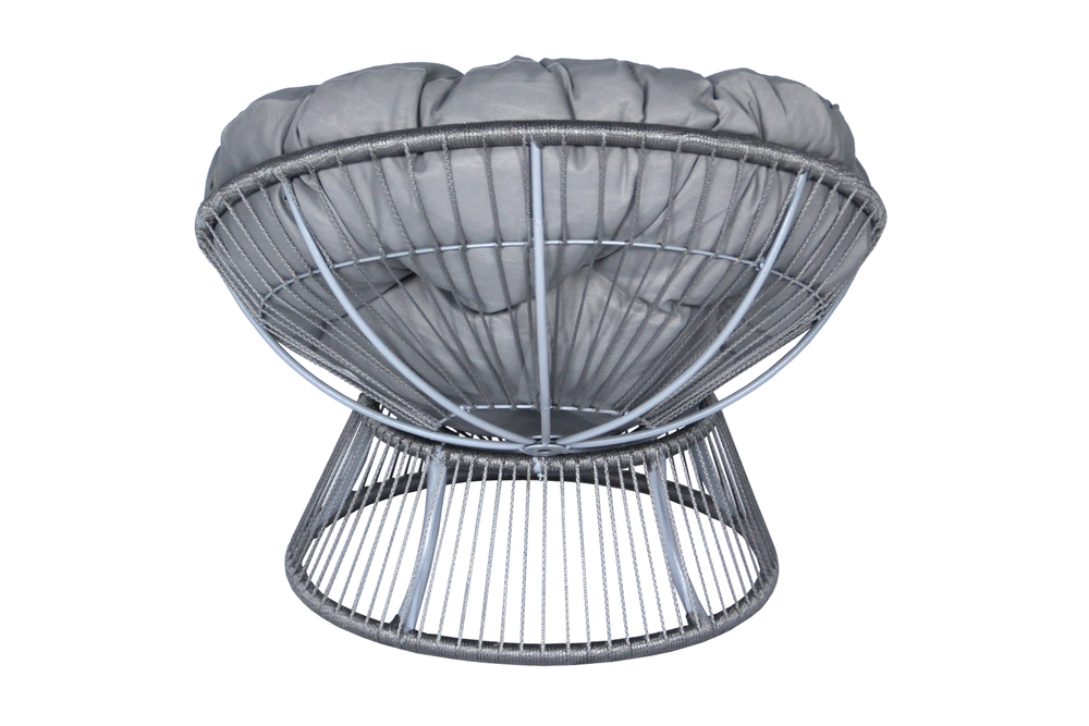 Кресло для отдыха Папасан Элис арт.CN2311-MT  1уп, шнур мебельный (серый, подушка серая Tesla smoke) (М)