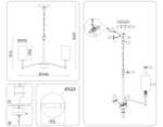 Светильник подвесной LH56051/5 BS/FR латунь/белый матовый E14*5 max 40W D590*950