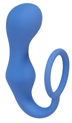 Эрекционное кольцо с анальной пробкой Double Pleasure Anal Plug Blue  4217-03Lola