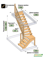 Лестница на второй этаж К-031м/2 Левая