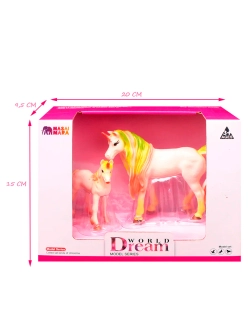 Набор фигурок животных Мир фэнтези Семья белых единорогов с зеленой гривой 2 шт