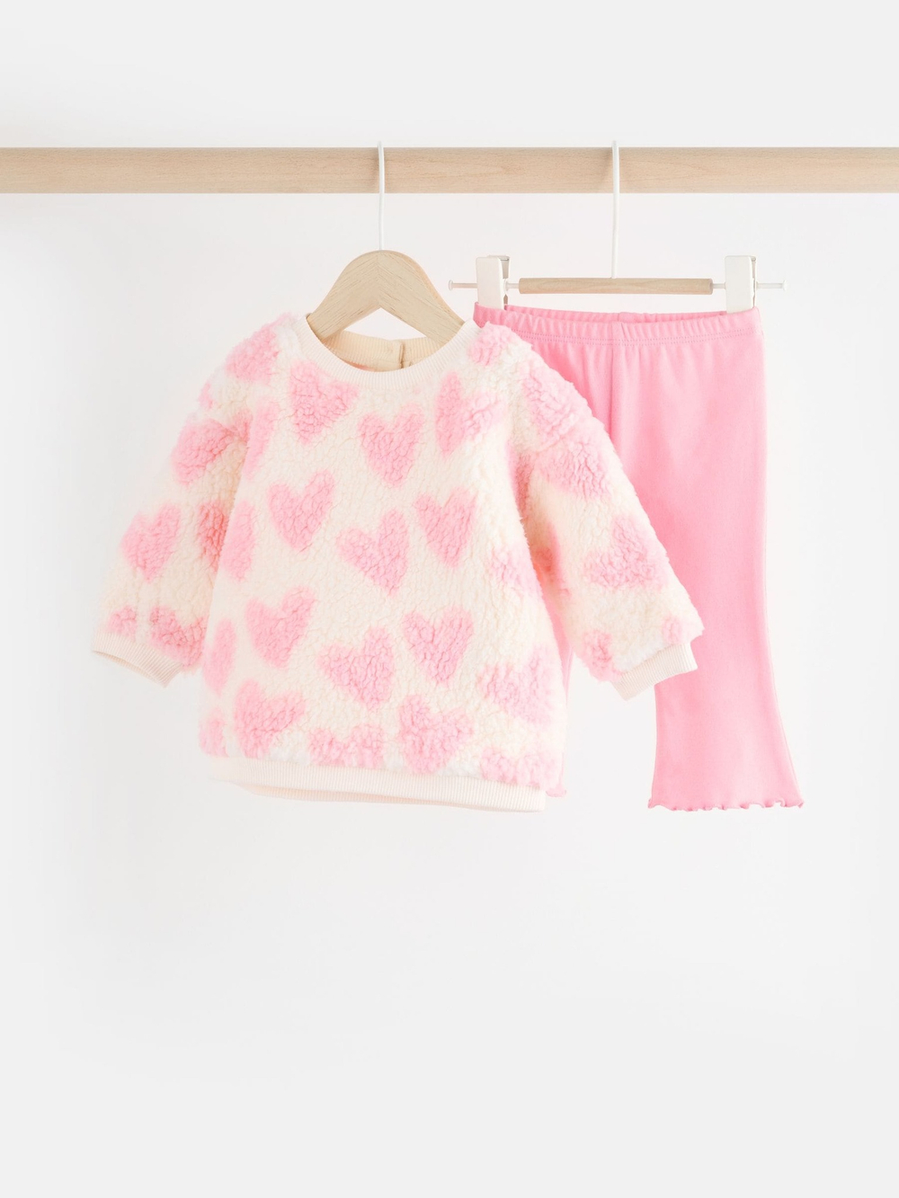 Толстовка флисовая и легинсы в комплекте для малышей Next 904-512, Розовый