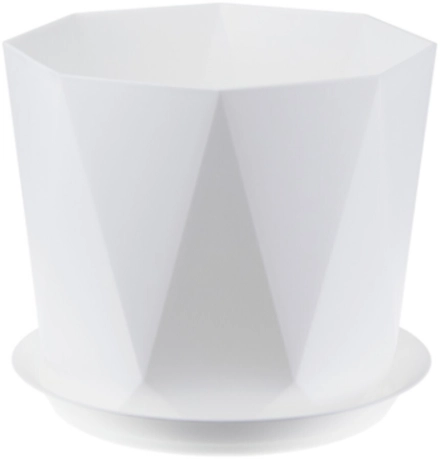 Горшок Призма 4,7л d220мм Белый с поддоном (уп.8) М-пластика