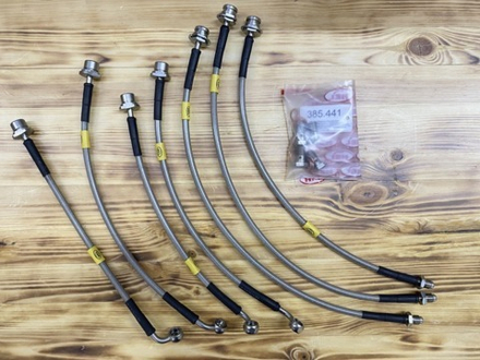 Toyota Land Cruiser 105 (Дисковые) (Лифт 50 мм). Комплект из 7 армированных тормозных шлангов