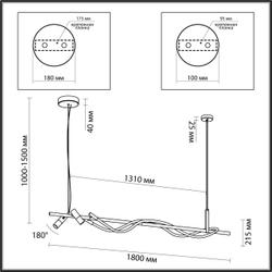 4397/40L HIGHTECH ODL23 301 черный/античная бронза/металл/канат Подвесной св-к с раздельн. вкл IP20 LED 40W 1580Лм 3000K CORDA