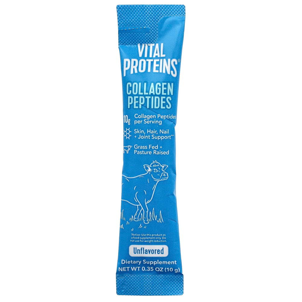 Vital Proteins, пептиды коллагена, без вкуса, 20 пакетиков, весом 10 г (0,35 унции) каждый