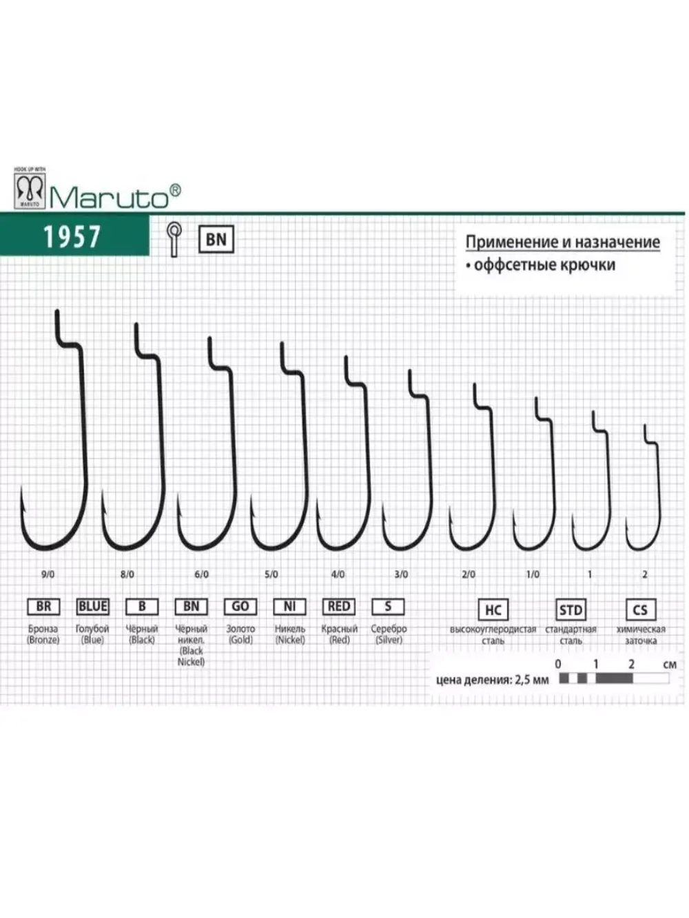 Крючки офсетные 1957 BN №1/0 Spin Pro (упк по 5шт)
