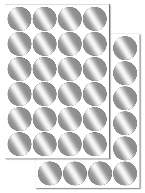 Серебристые металлизированные (зеркальное серебро) наклейки для маркировки Policomprint M7 30 мм. 48 шт.