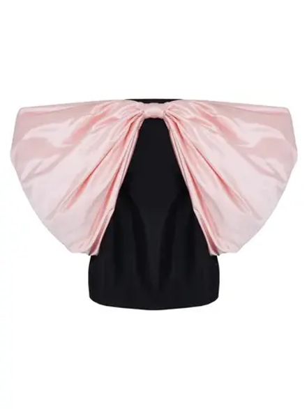 Платье мини с розовым бантом