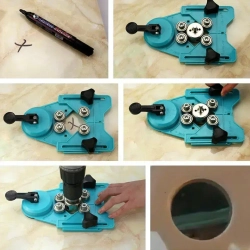 Кондуктор для сверления отверстий от 4 до 83 мм, присоска для плитки вакуумная, универсальный шаблон для резки, локатор, инструмент укладки керамогранита, станок, плиткарез