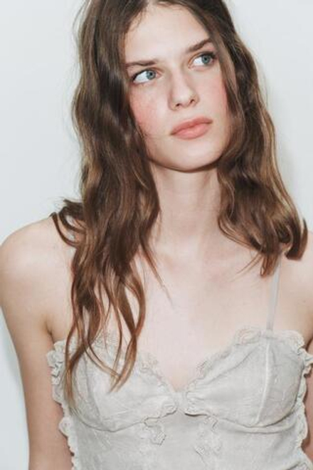 ZARA ТОП-КОРСЕТ С КРУЖЕВНЫМИ ДЕТАЛЯМИ, СИРЕНЕВЫЙ