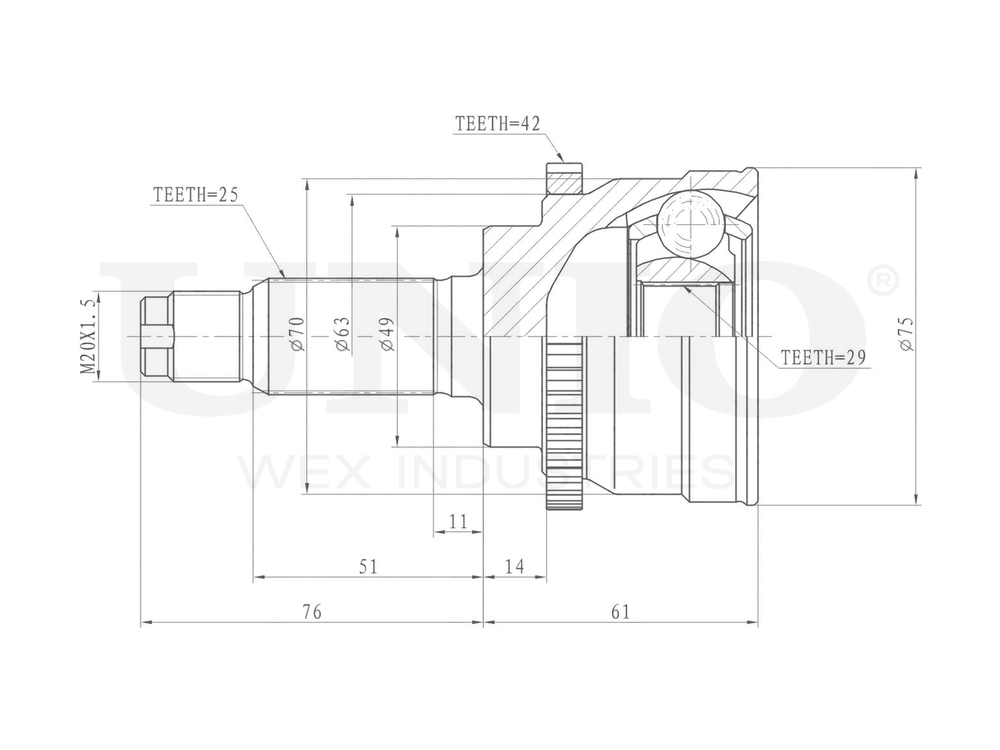 ШРУС внешний UNIO CVJ-20113