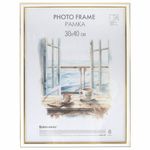 Рамка 30х40 см небьющаяся, багет 20 мм пластик, BRAUBERG "HIT3", белая с двойной позолотой, 391383