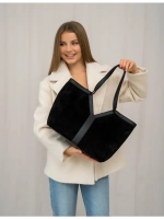 Сумка через плечо большая шоппер натуральная замша