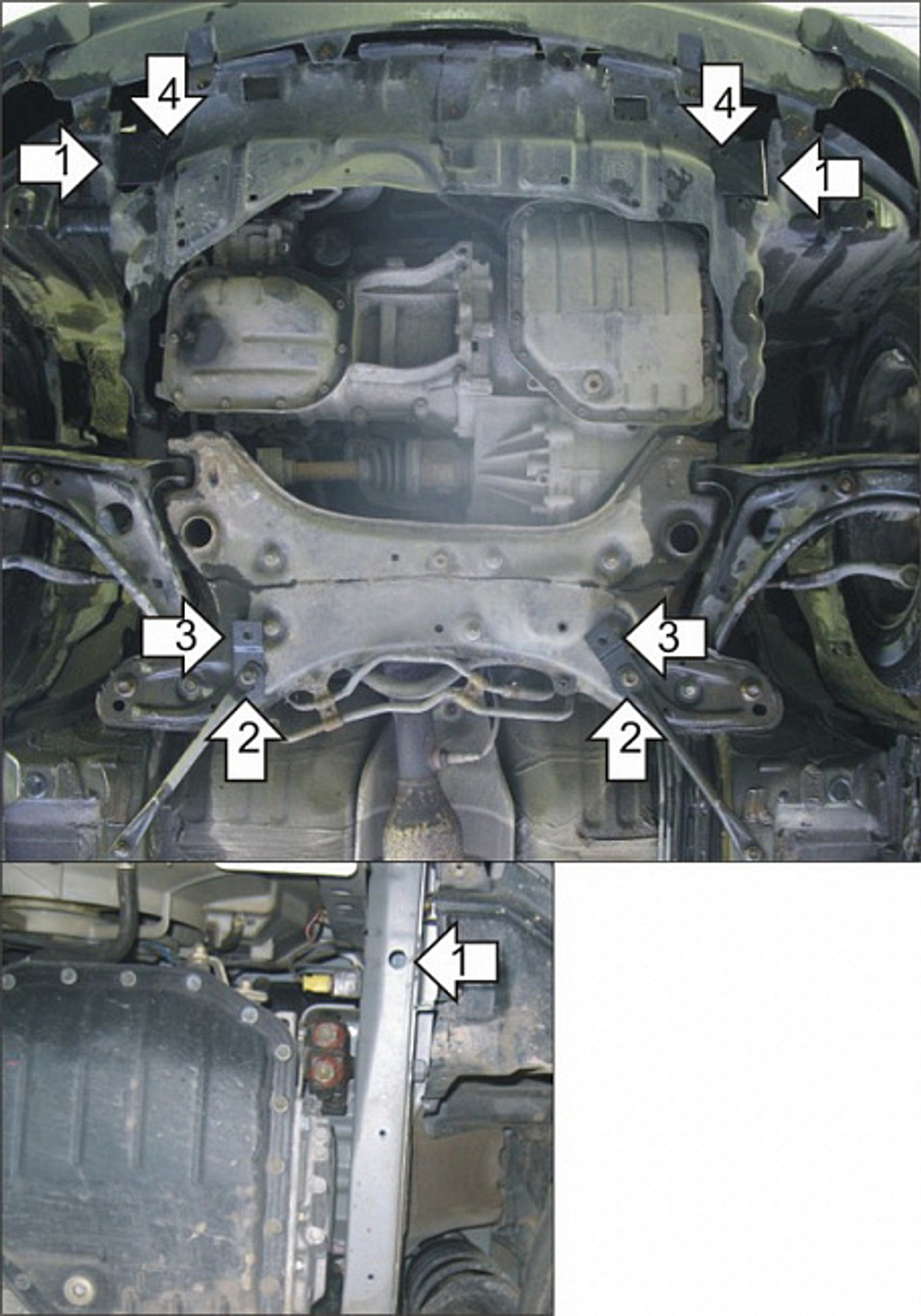 Защита картера Двигателя, КПП. 2 мм, Сталь. для Toyota Probox/succeed 2002-2014, Toyota Echo 1999-2005 MOTODOR.02522
