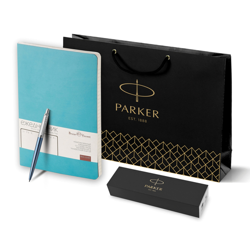 Подарочный набор: Шариковая ручка Parker Jotter + ежедневник, бирюзовый