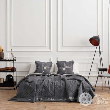 Покрывало с вышивкой в спальню БРИДД (арт. BL02-306-01) - серое