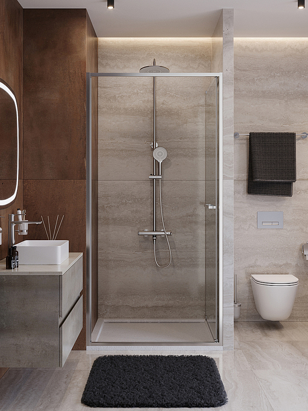 Душевая дверь Cezares LUX 70 B-FS-1-70-C-CR стекло прозрачное/профиль хром