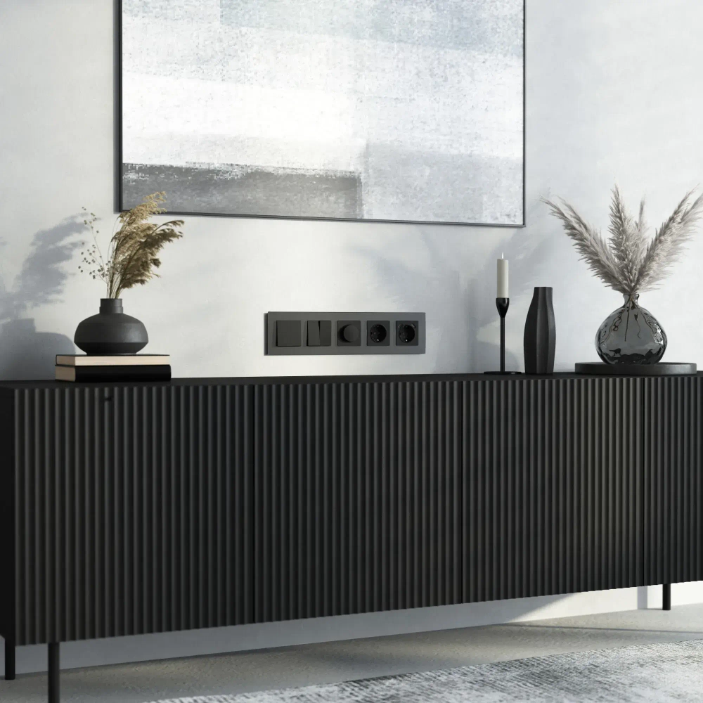 Рамка на 5 постов Senso (черный, стекло soft-touch) W0053108