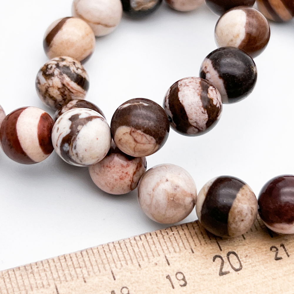 Браслет, "яшма кофейная" (халцедон), диаметр бусин 10 мм, размер 17 см